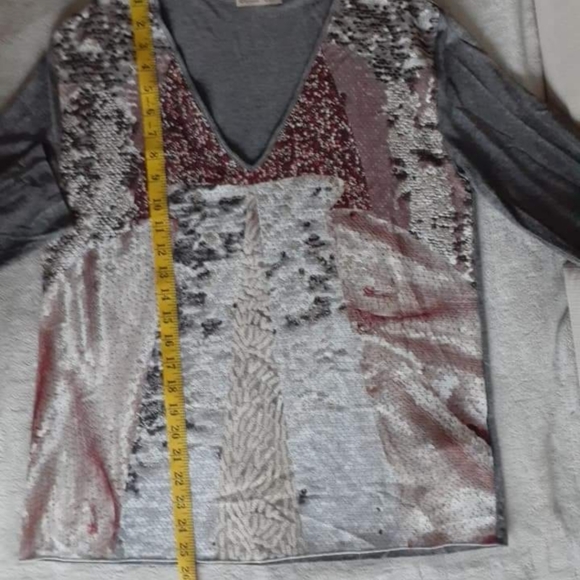 Zara Multicolored Grey Long Sleeve Top sz Medium - Picture 8 of 12